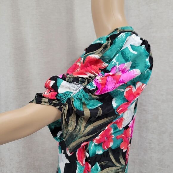 Maggy London by Jeannene Booher 80s Silk Tropical Dress Women's Plus Size 14 - Picture 6 of 14